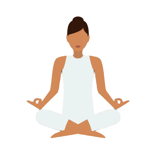 Illustration of a person in a white outfit meditating with a brown background